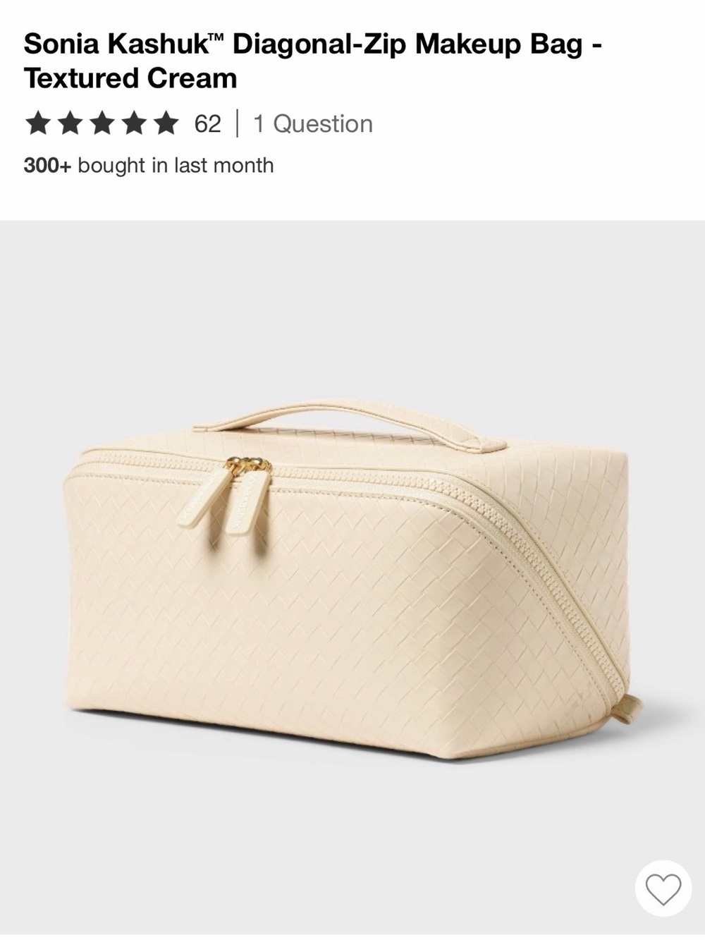 Sonia Kashuk Textured Cream Diagonal-Zip Makeup Bag